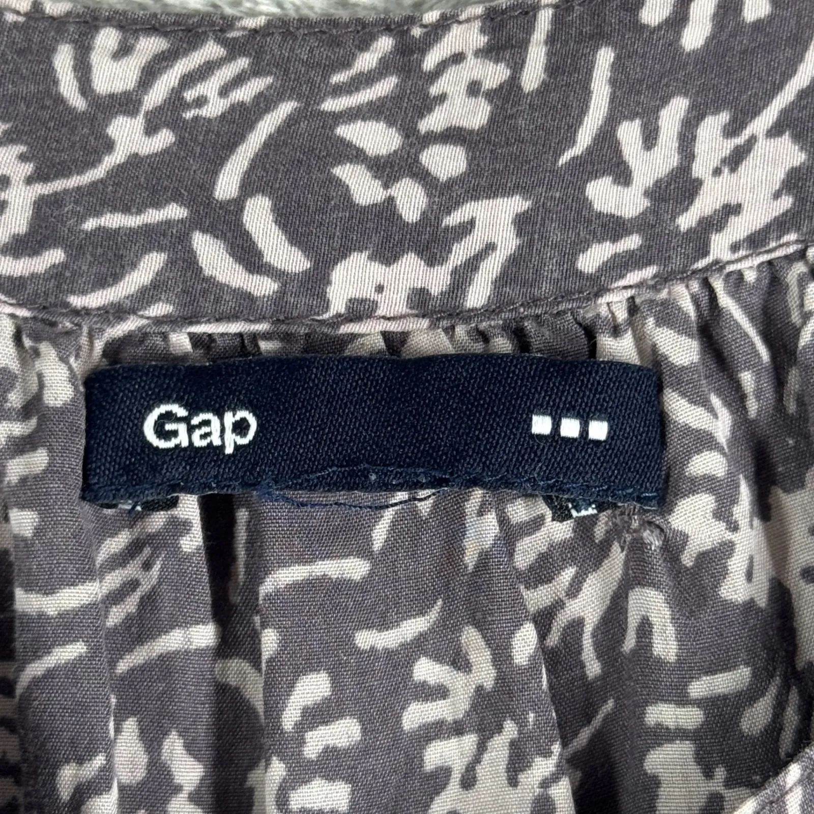 Gap Blouse Women Puff Sleeve Floral Print Popover Top Gray Neutral Casual Size S - Image 5