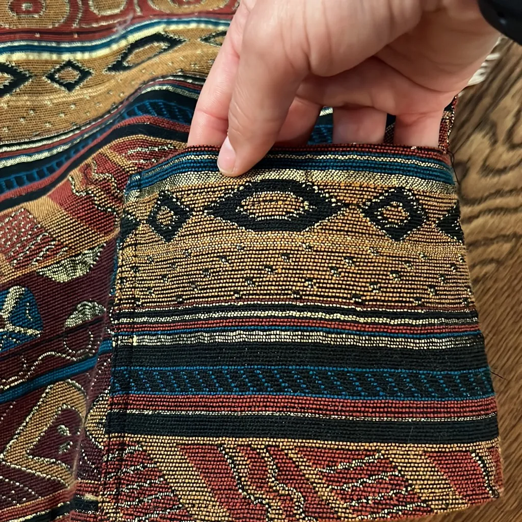 Vintage BonWorth Aztec Vest Western Cowgirl Button Tapestry Neutral Stripe XL - Image 3