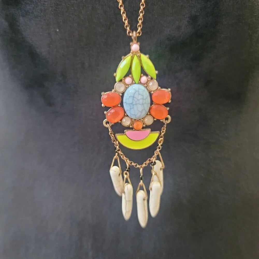 Women's Colorful Shiny Gold Color Long Plant Necklace - Image 2