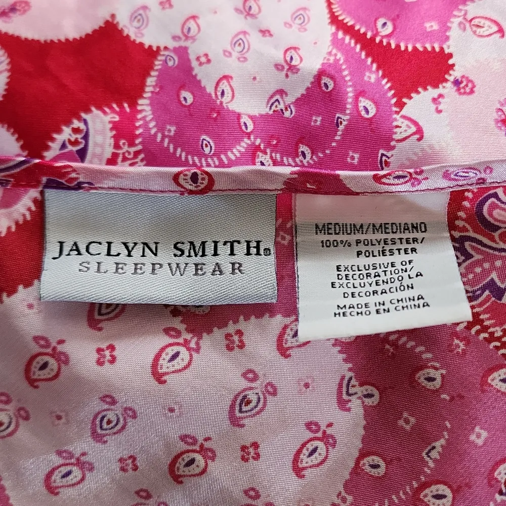 Jaclyn Smith Pink Red Heart Pattern Lace Trim Chemise Size Medium - Image 6