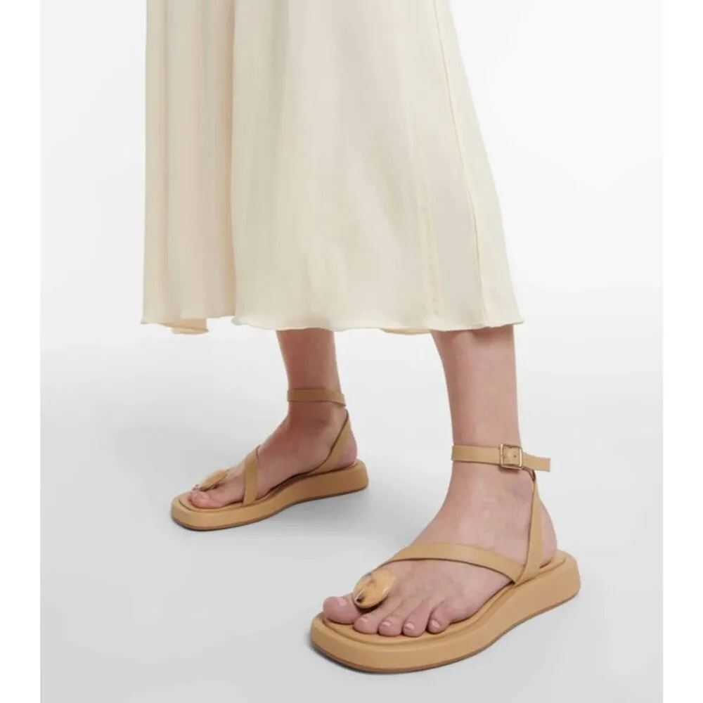 GIA BORGHINI x RHW Plexi Gem Stone Toe Sandals in Taupe 40.5 Womens Wrap Leather Tan Size 9.5 - Image 15