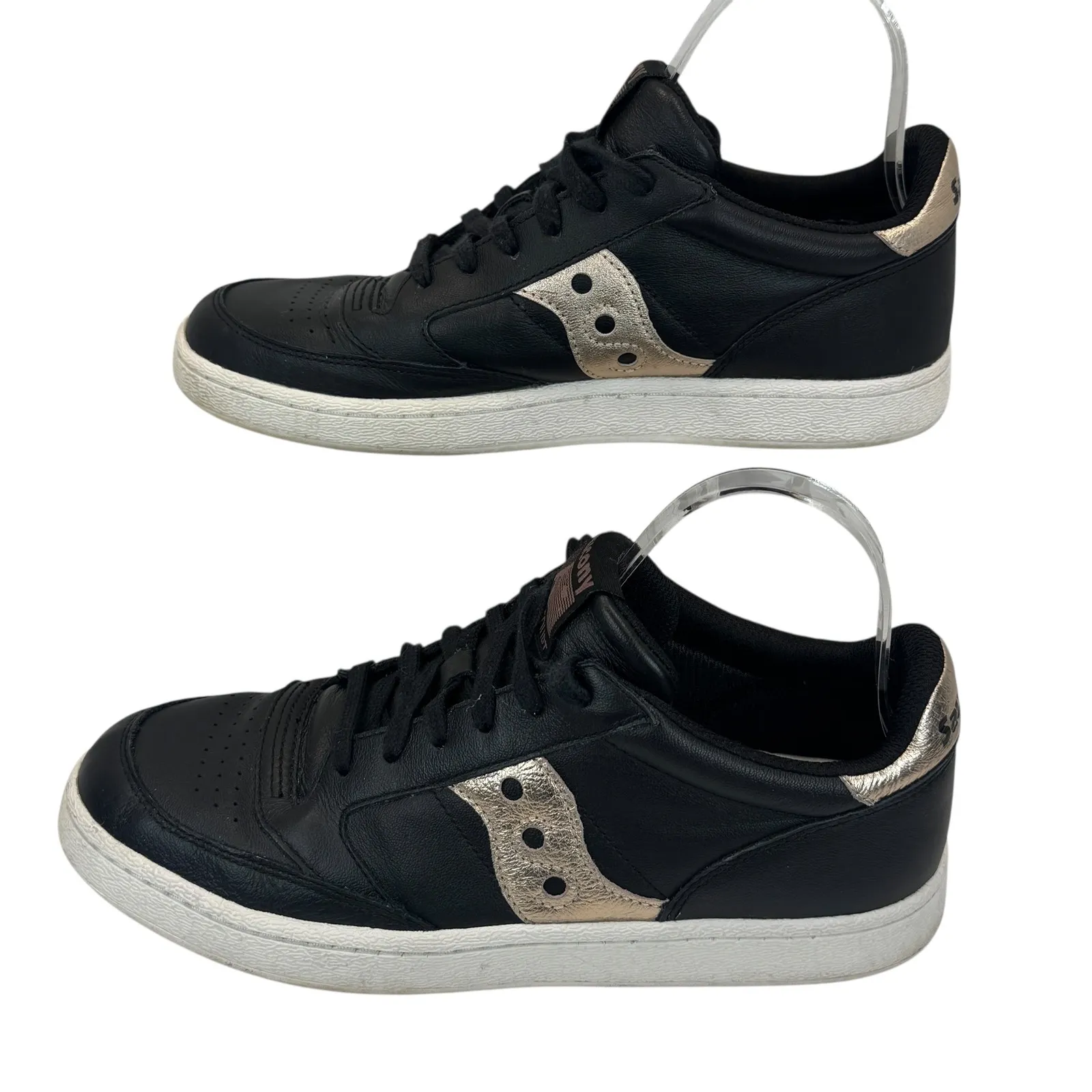 Saucony Jazz Court Women's Sz 9.5 Black Rose Gold Leather Retro Low Sneaker - Image 2