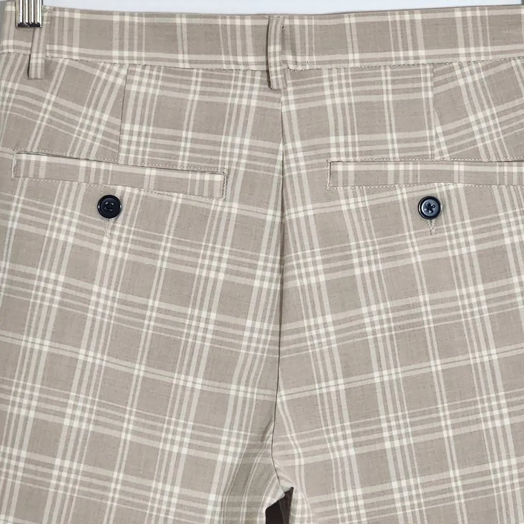 H&M Khaki Plaid Ankle Pants Size 30 Tan and White Slim Leg Plaid Pants - Image 5
