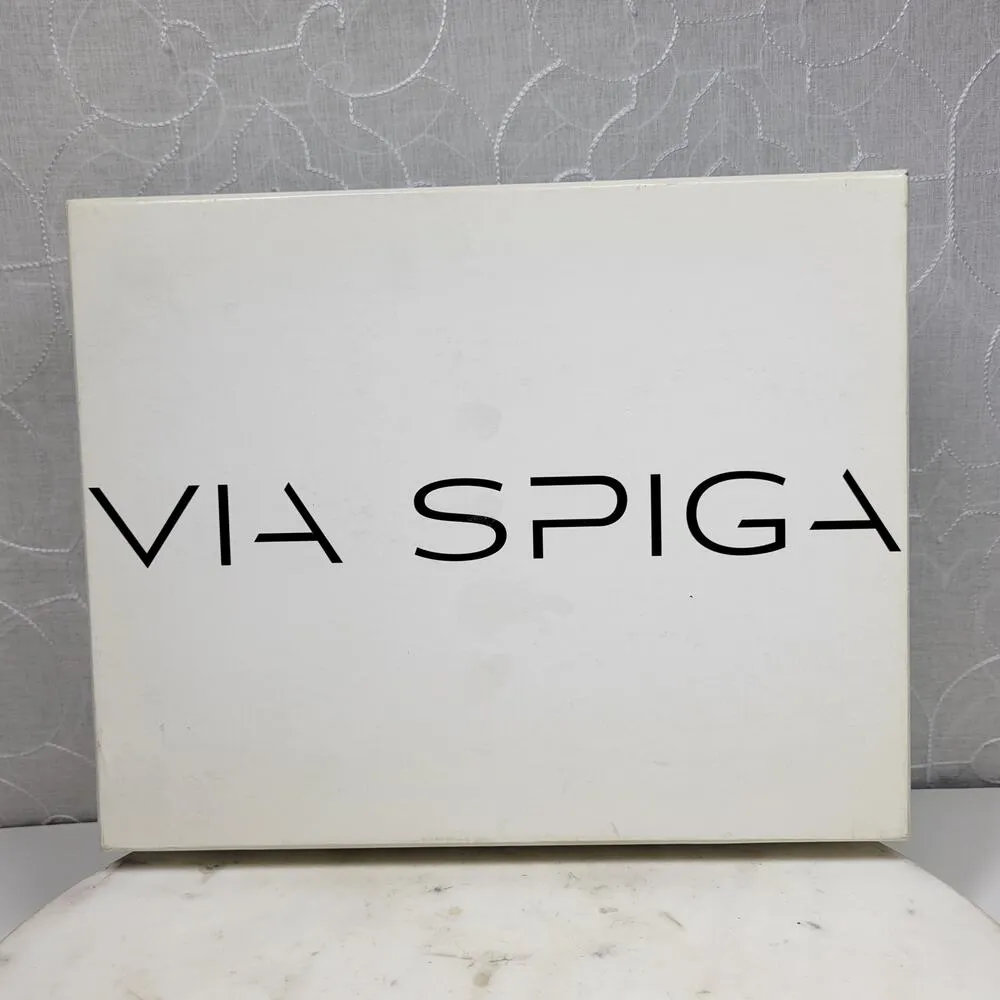 VTG Via Spiga Janel Heels Womens 7 Black Leather Chunky Twisted Strap Block Heel - Image 13