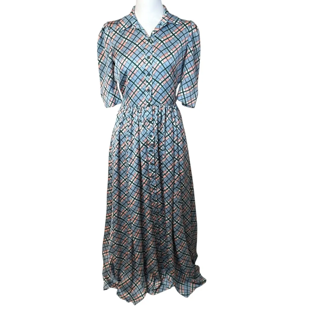 Gal Meets Glam Colette Plaid Button Down Maxi Dress Size 00 Designer Modest - Image 8