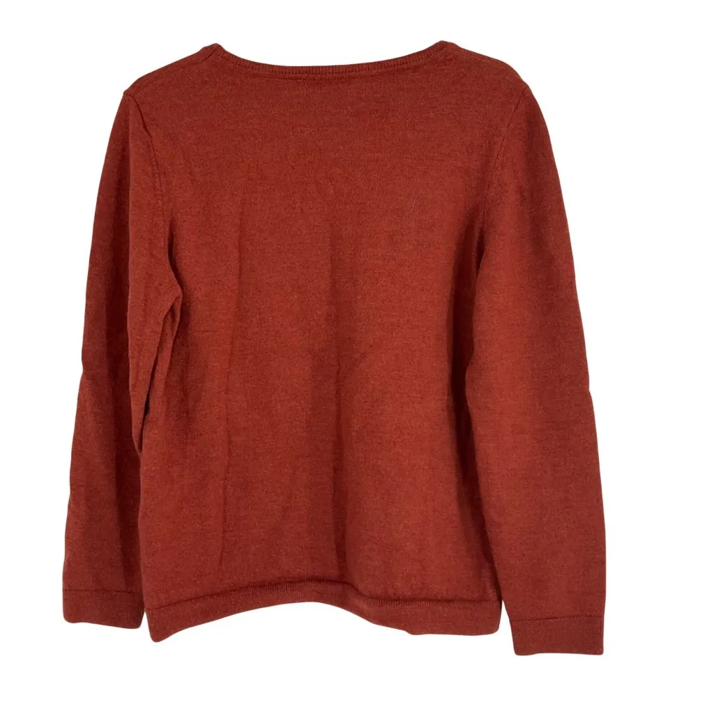 Womens Rust Red Knittons Extra Fine Merino Wool Sweater XL Classic casual stretc - Image 2