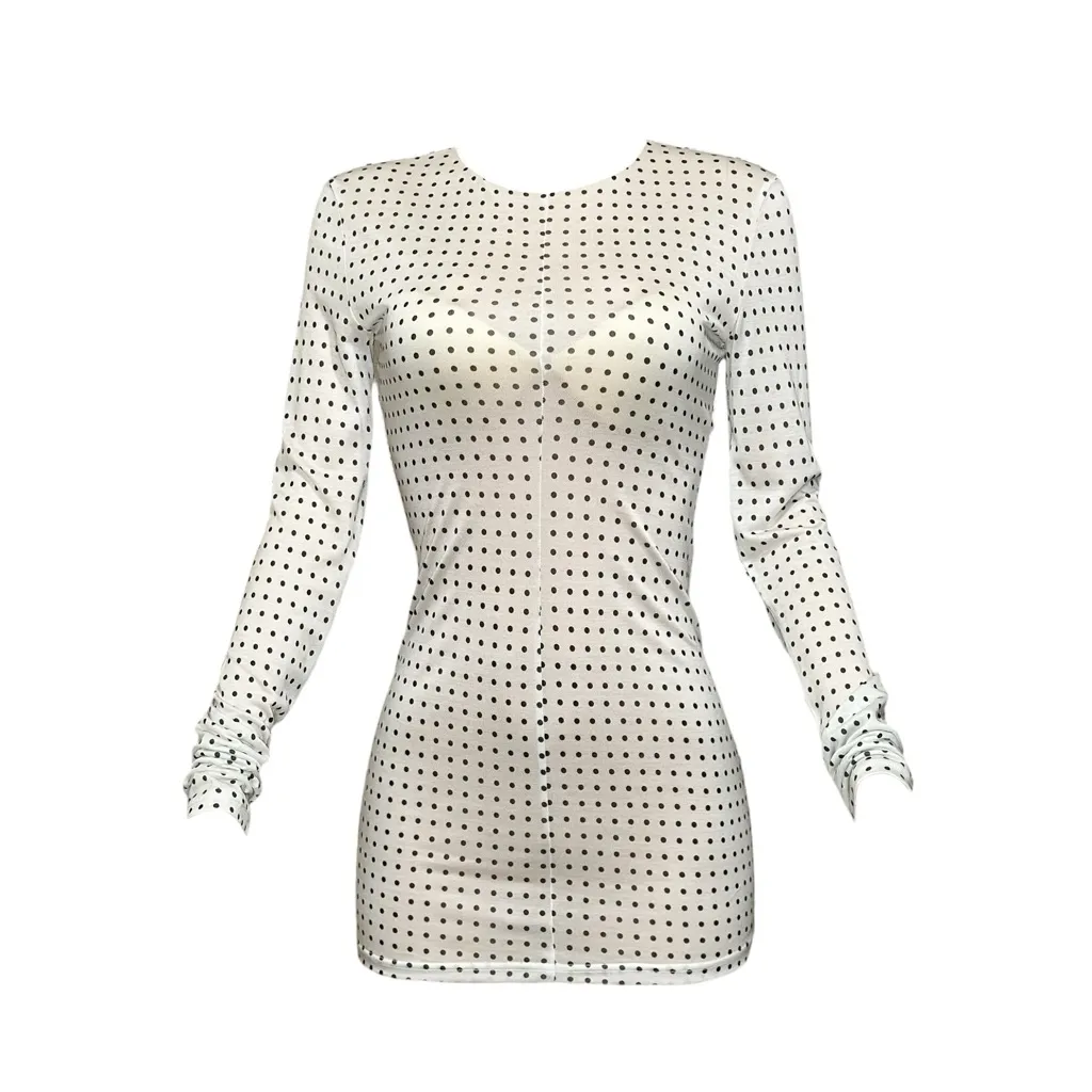 WITH JÉAN Kenny Polka Dot Mini Dress, White/Black, XS - Image 9