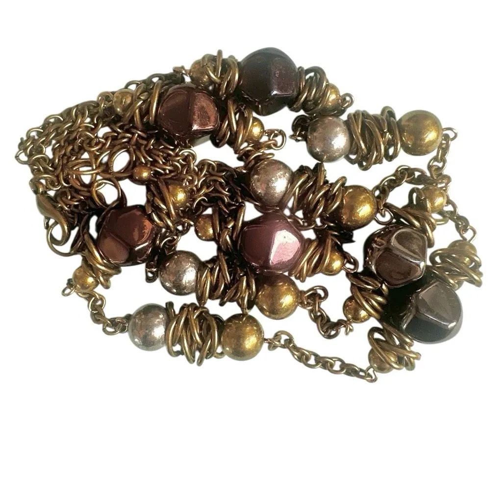 Mixed Metal Beaded Long Chain Necklace - Image 6