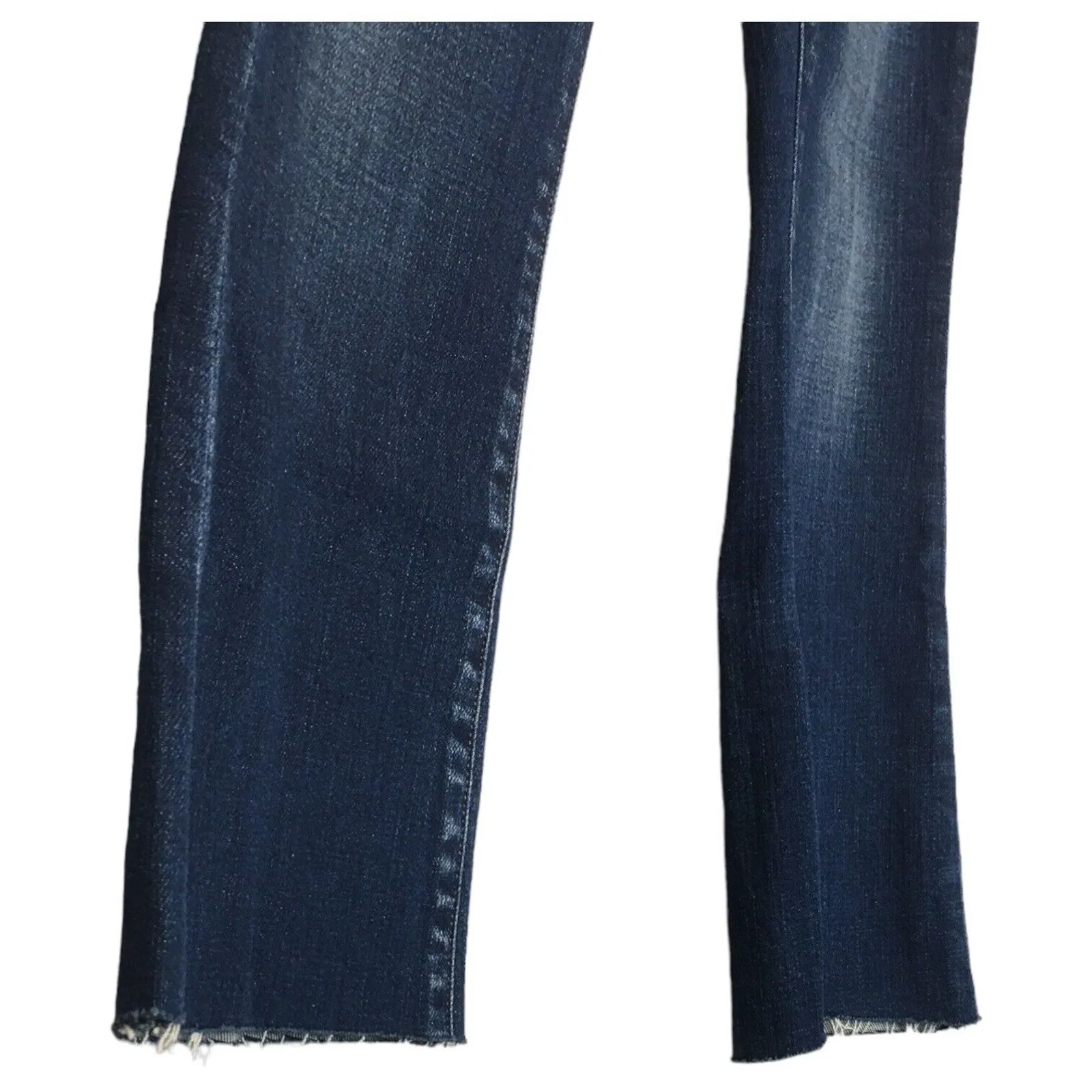 New Lagence Jeans Womens 25 Boot Cut Mid Rise Wiskering Raw Hem Medium Wash Blue - Image 4