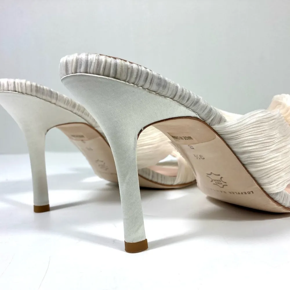 Claudia Top Knot Bow Heel Mule Sandals Pearl 9.5 NEW - Image 9