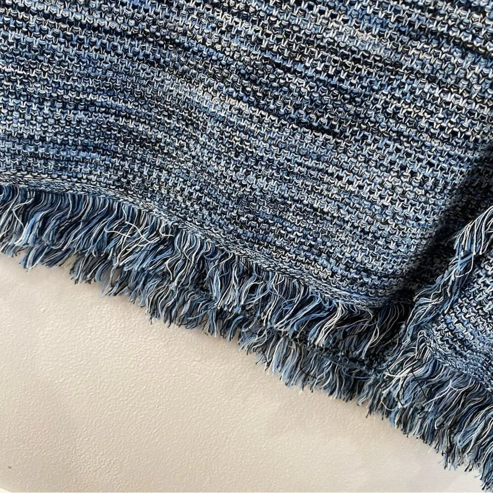 Anthropologie | Holding Horses Blue Fringe Sweater Tank Dress Size M - Image 8