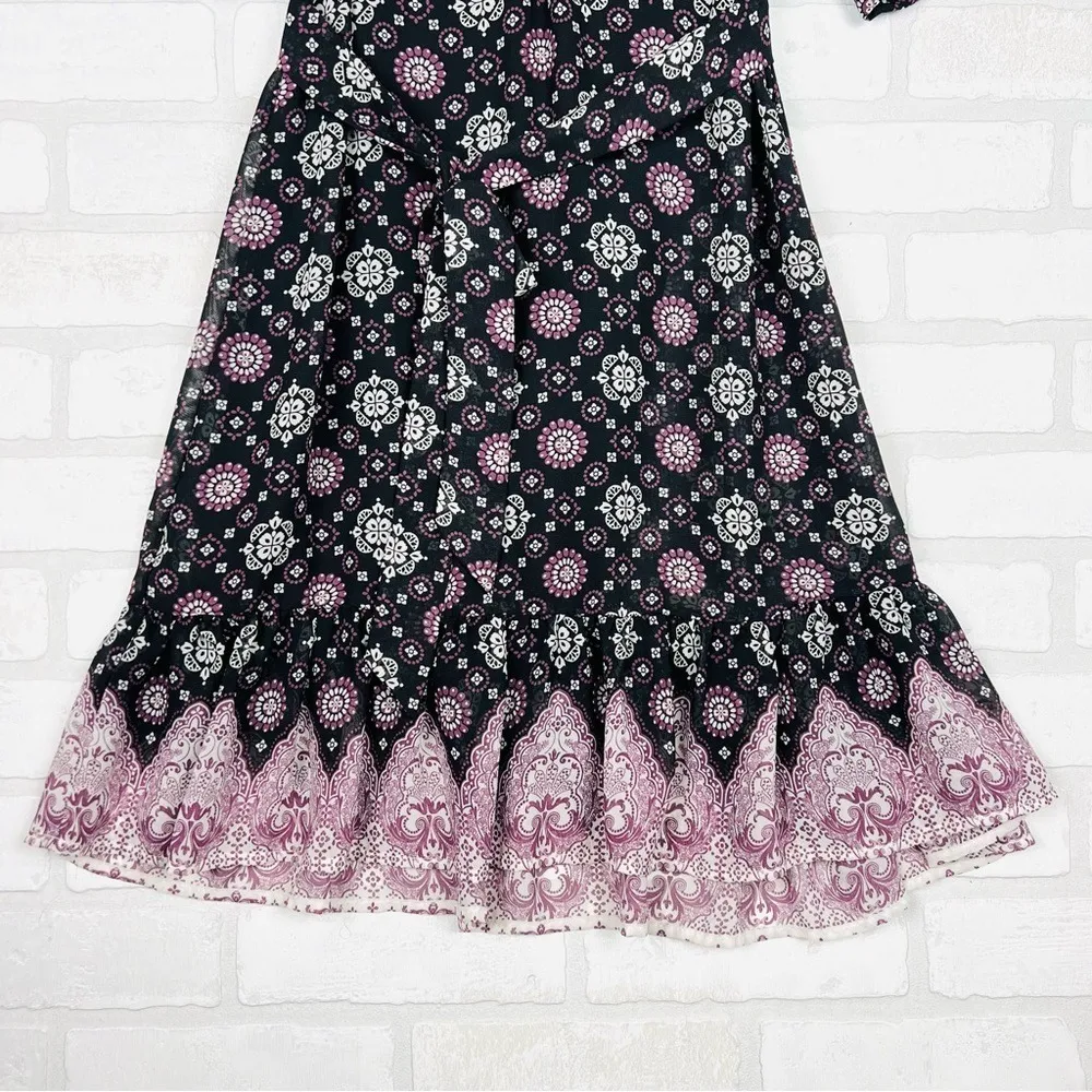 Venus‎ Woman Small Size 4 Midi Dress Floral Print Ruffle Hem Boho Cottage - Image 3