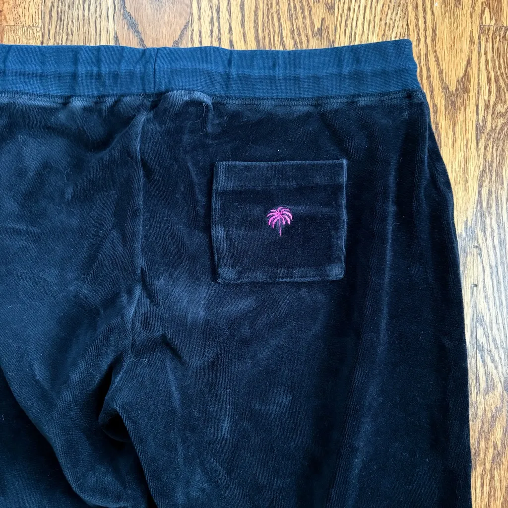 Lilly Pulitzer  Black Velour Track Lounge Pants Size Small - Image 3