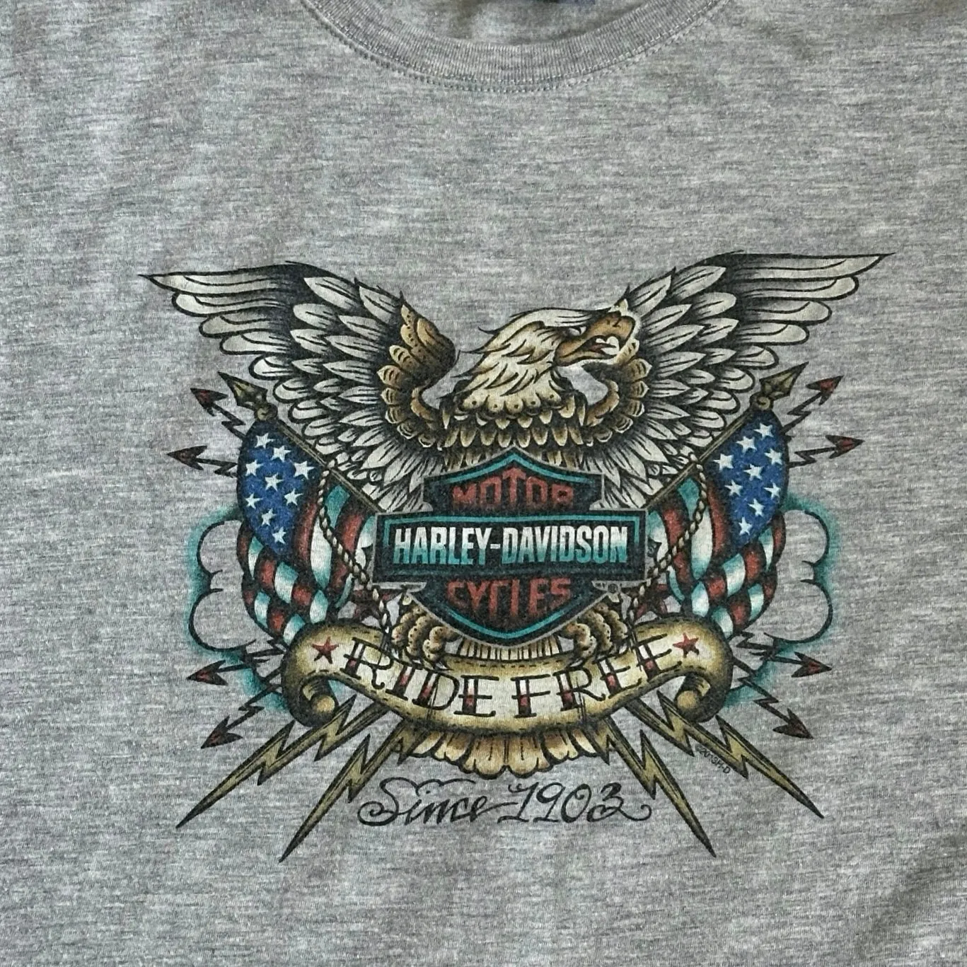 Harley Davidson Long Sleeve Tattoo Graphic T Shirt Womens L Grey Omaha Nebraska - Image 2