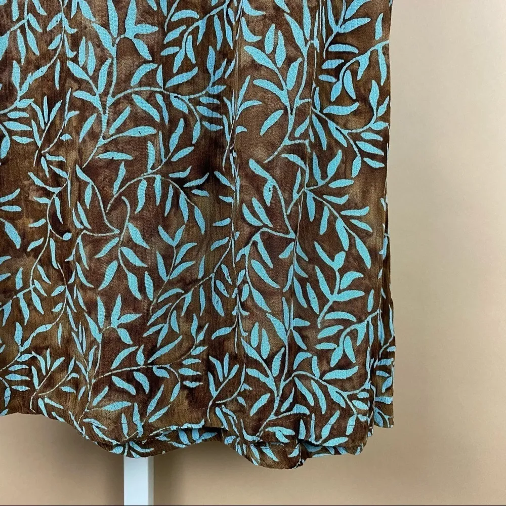 Vintage Red's Threads Medium 70’s Leaf Flowy Midi Skirt Floral Plants Nature Brown - Image 2