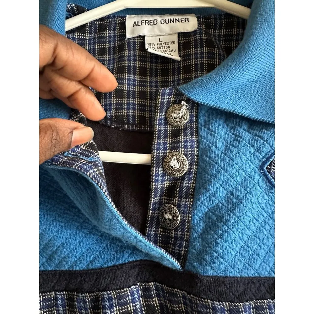 Vintage 80s Alfred Dunner Embroidered Floral Accent Sweater Pant Casual Set Blue Size L - Image 9