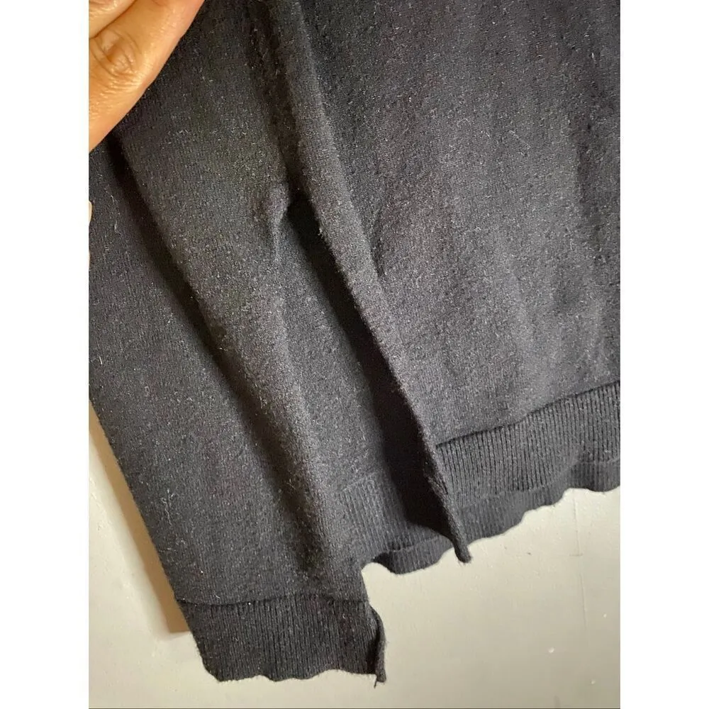 Umgee Tunic Sweater Womens Black Criss Cross V Neck Long Sleeve High Low XL - Image 4