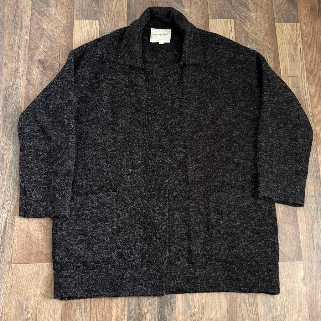 Thread & Supply Open Front Cardigan Sweater Jacket Charcoal Black Size S - Image 12