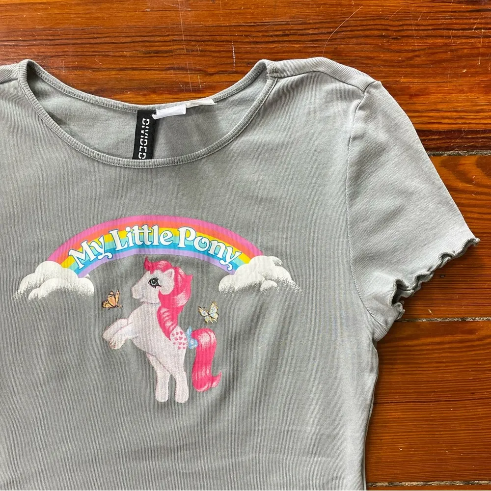 Divided My Little Pony Lettuce Hem Crop Tee - Size XS - Image 9
