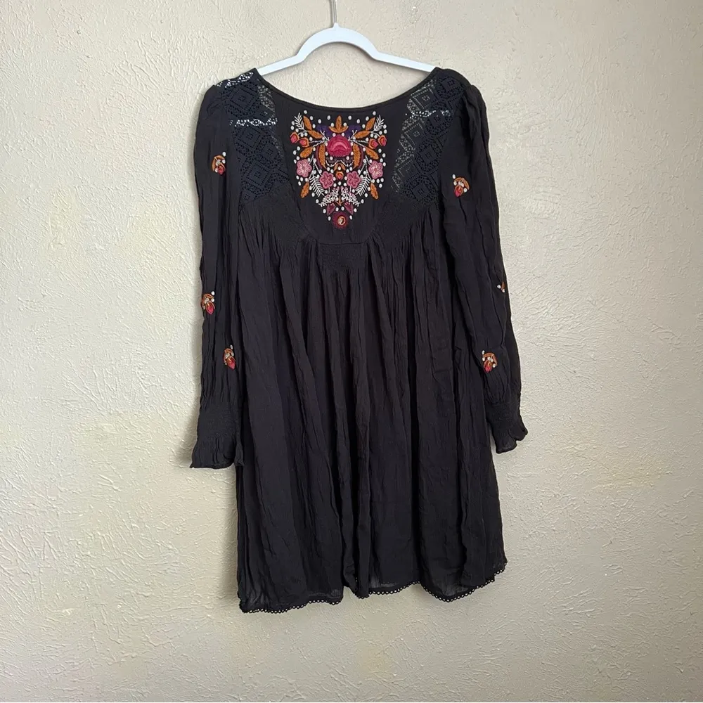 NWT Free People Mohave Embroidered Mini Dress Black XS - Image 4