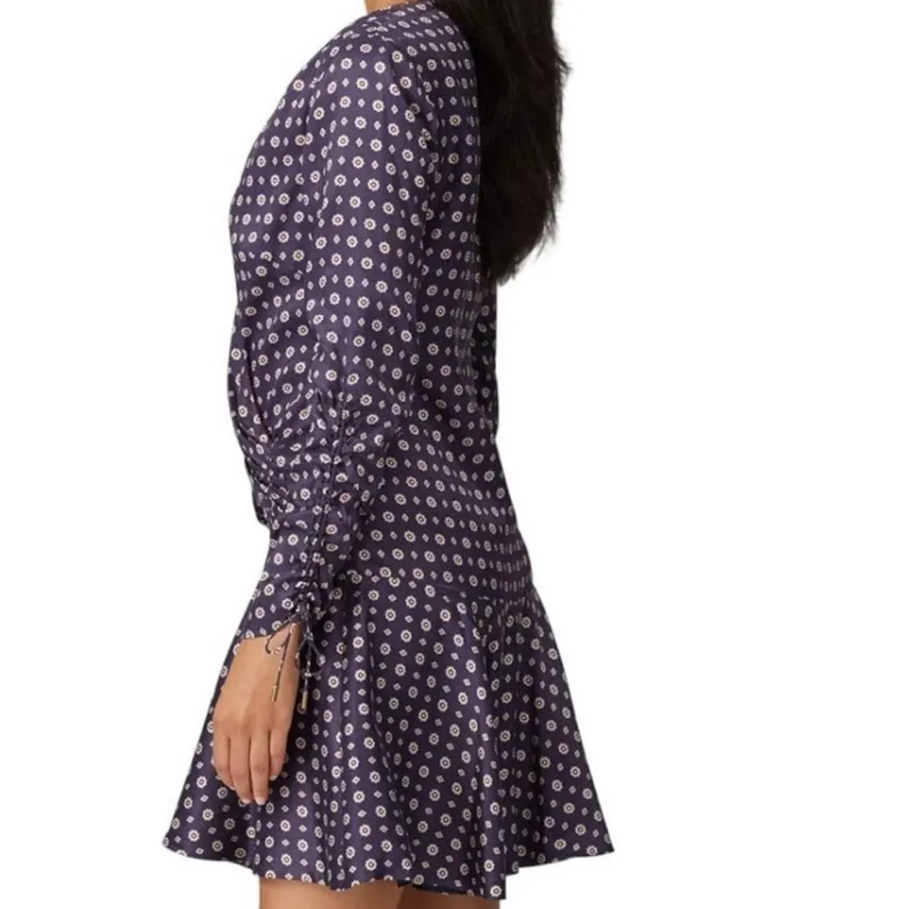 JONATHAN SIMKHAI Scarf Print Ruffle Dress Faux Wrap Classic Print Size 6 - Image 3