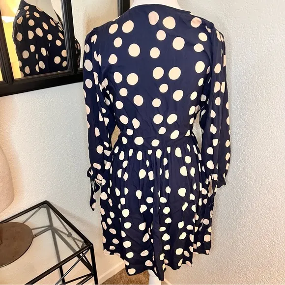 KIVARI Penelope Babydoll Mini Dress‎ Navy Polkadot Mini Size 6 Blue - Image 4