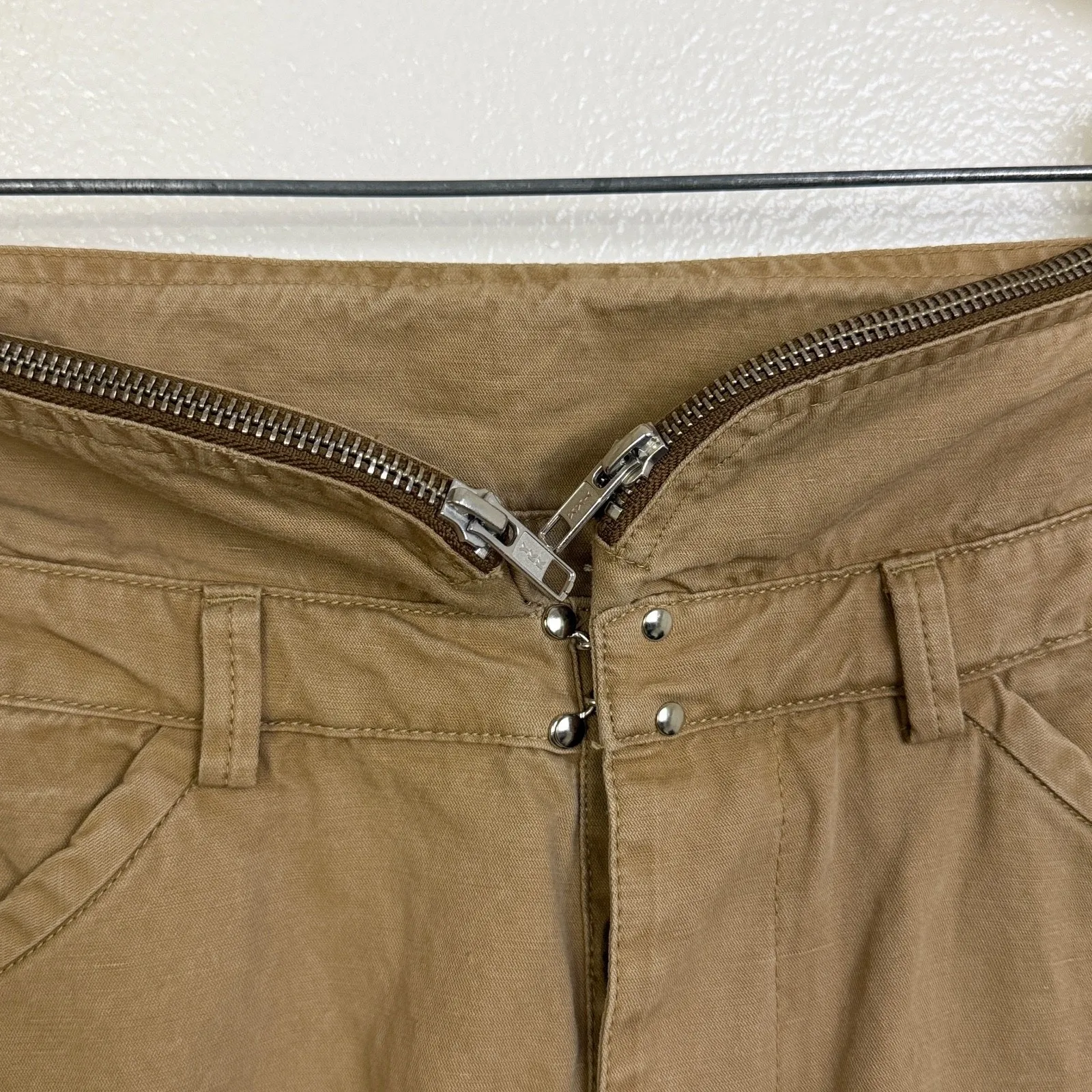 Isabel Marant Cropped Pants Womens Size 1 Khaki Ankle Zippers Button Equestrian - Image 4