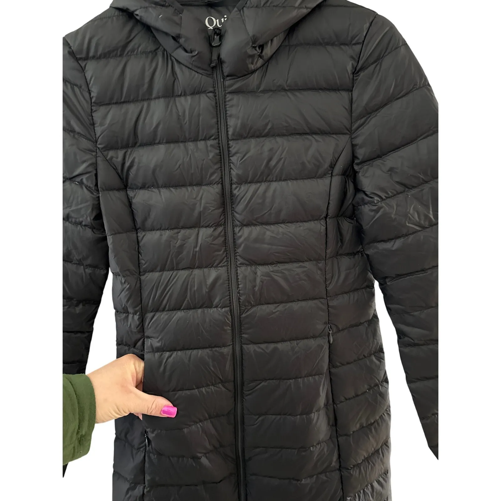 Quince Lightweight Down Long Puffer Jacket Black Size XS - Image 11
