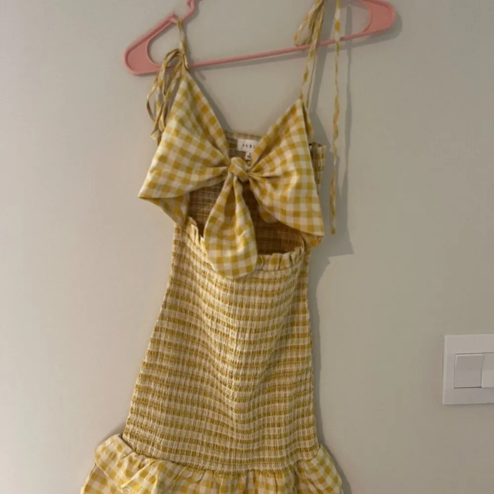 Mable yellow gingham plaid dress size small Gold - Image 6