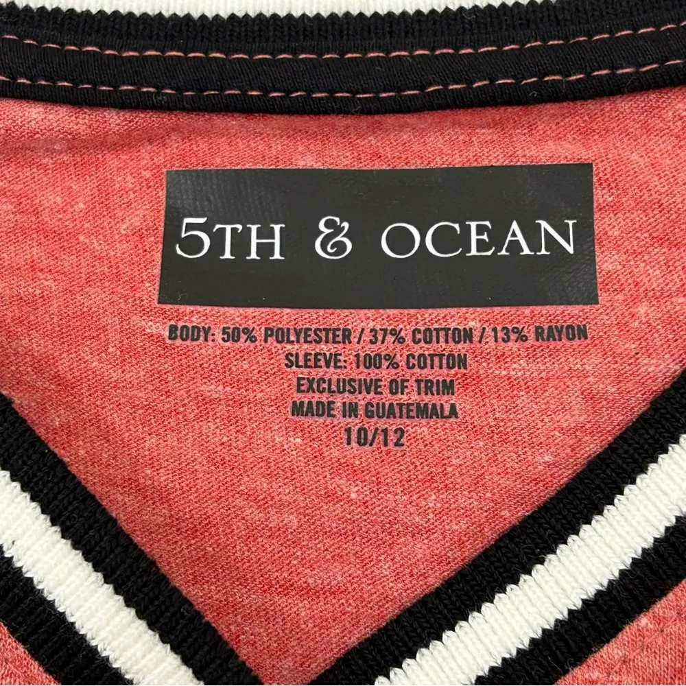 NBA 4 Her 5th & Ocean Toronto Raptors Red Basketball Shirt Womens 10/12 Girls - Image 4