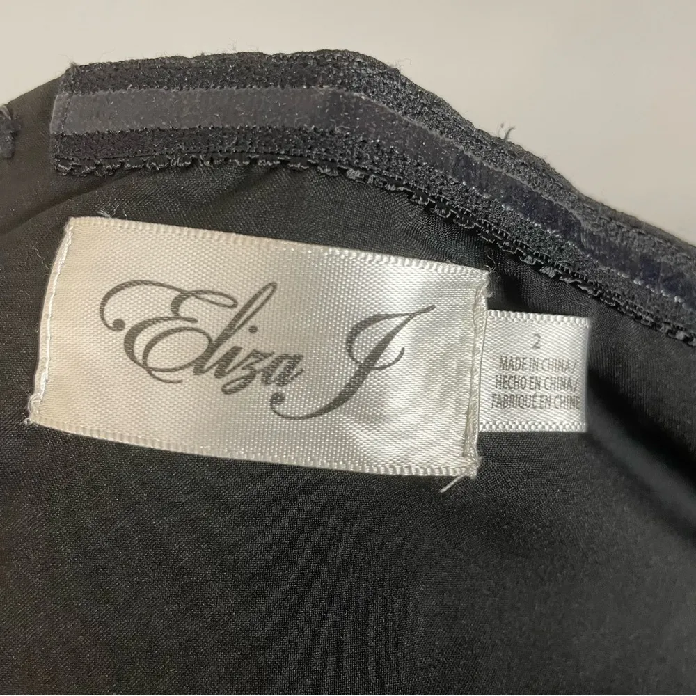 Eliza J Jumpsuit Bell 3/4 Sleeve Off-The Shoulders NO Belt Size 2 Black Dramatic - Image 5