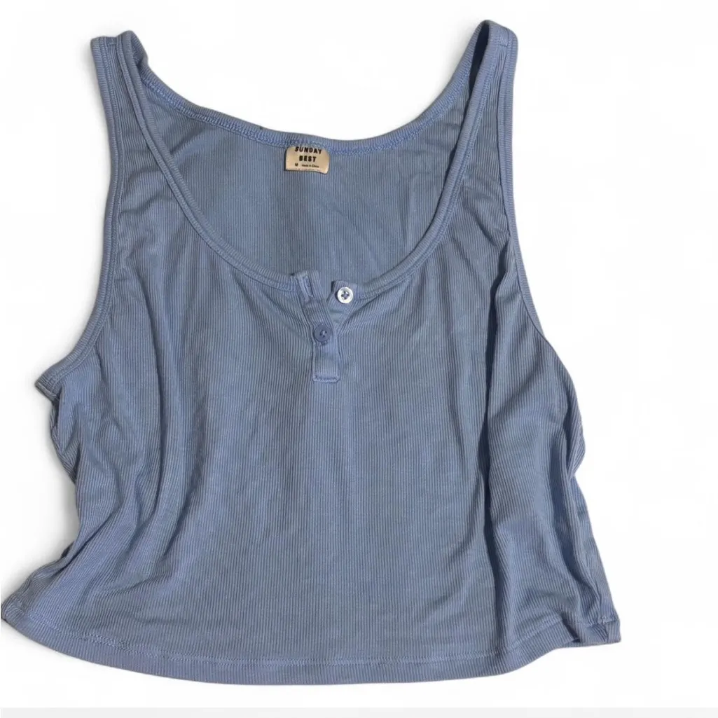 Sunday Best Ribbed Tank Top in Blue Size M - Image 3