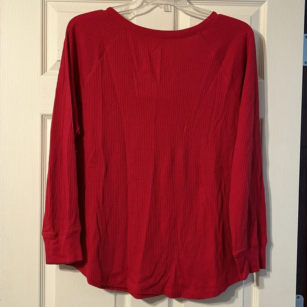 NWT Cacique Sleepwear Red Waffle Tee 18/20 - Image 4