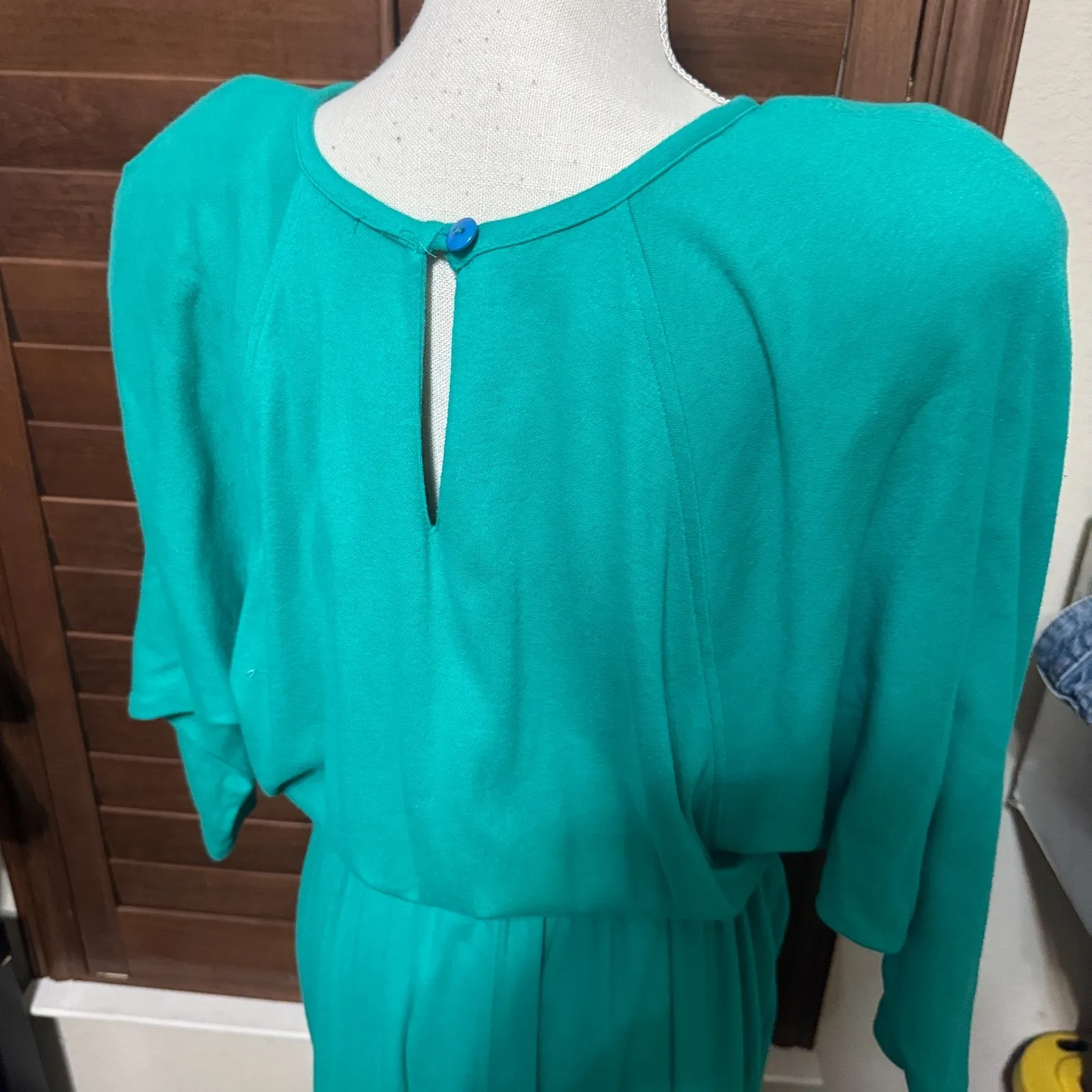 Vintage Choon of California 80's Green Dress 2X midi jersey knit western flare - Image 5
