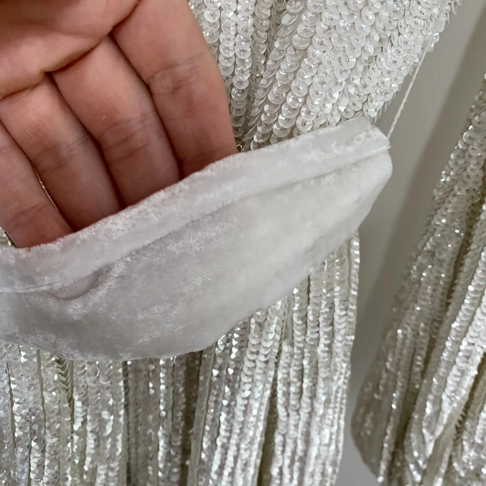 Retrofete Gabrielle Robe Sequins Wrap Mini Dress in Moonglow White Womens XS - Image 15