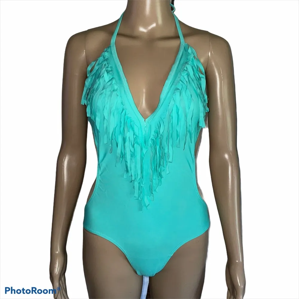 Monokini V neck tassel swimsuit - Image 5