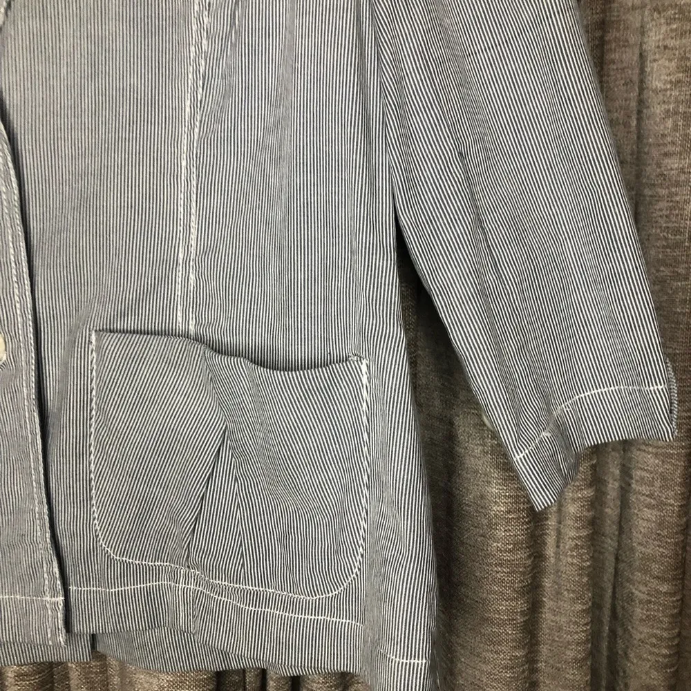 NWT Coldwater Creek Blue & White Seersucker Three Quarter Sleeve Blazer Size 10 - Image 6