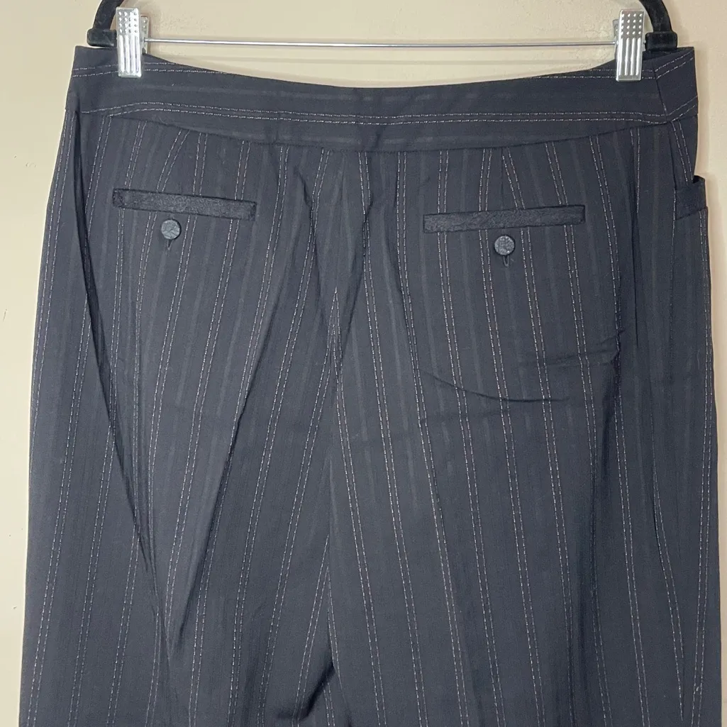 NINE WEST Black Wide Leg Dress Pants Pink Pinstripes, Size 14 - Image 6