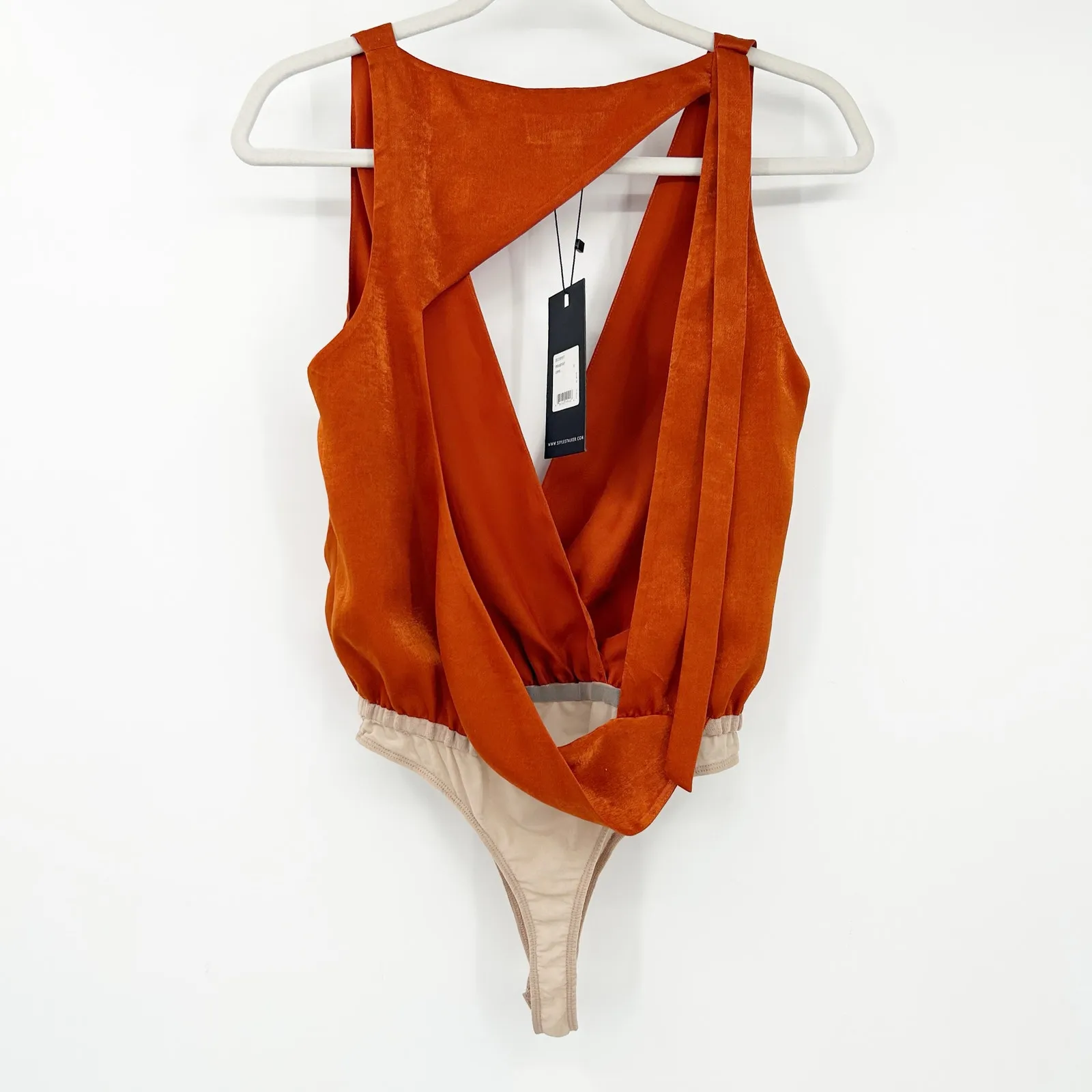 NWT Stylestalker Womens Going Out‎ Erick Surplice Cutout Bodysuit Size S Copper - Image 7