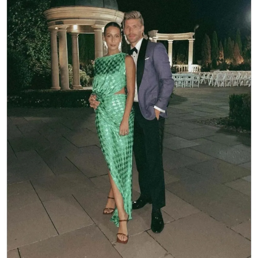 NWT Jens Pirate Booty Westminster Maxi Dress XS Green One Sleeve Checkered - Image 5