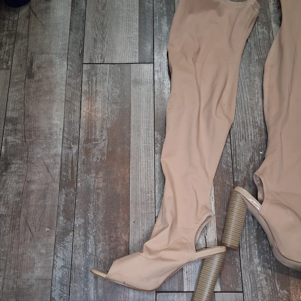 Cape Robbin Tan Over the Knee Peep Toe Women's Boots Size 8.5 - Image 6