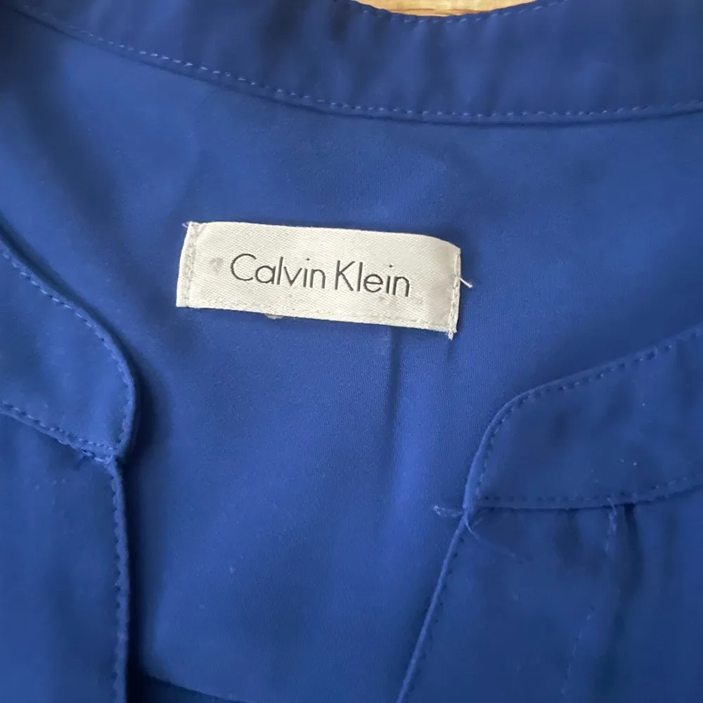 Calvin Klein Cobalt Blue button down shirt dress size 14 tunic long sleeve - Image 10