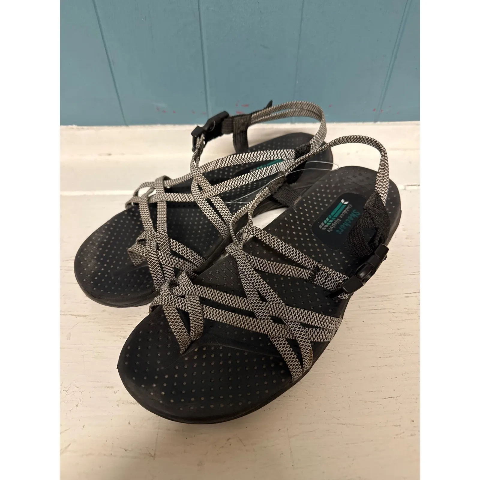 Skechers Outdoor Lifestyle Womens Sport Sandals 6.5 Adjustable Straps Black Gray - Image 2