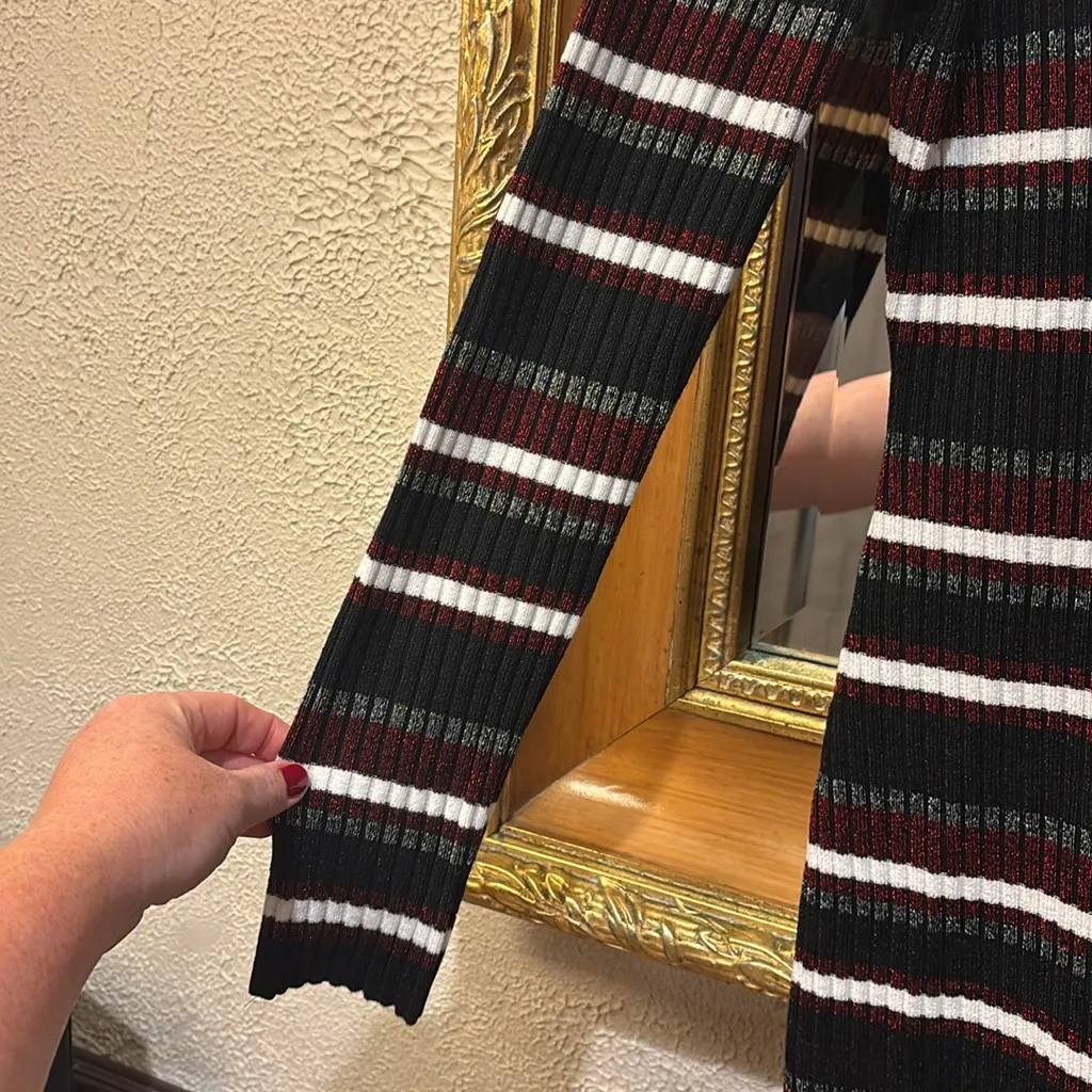 By & By Black Sparkly Striped Sweater Dress - Image 2