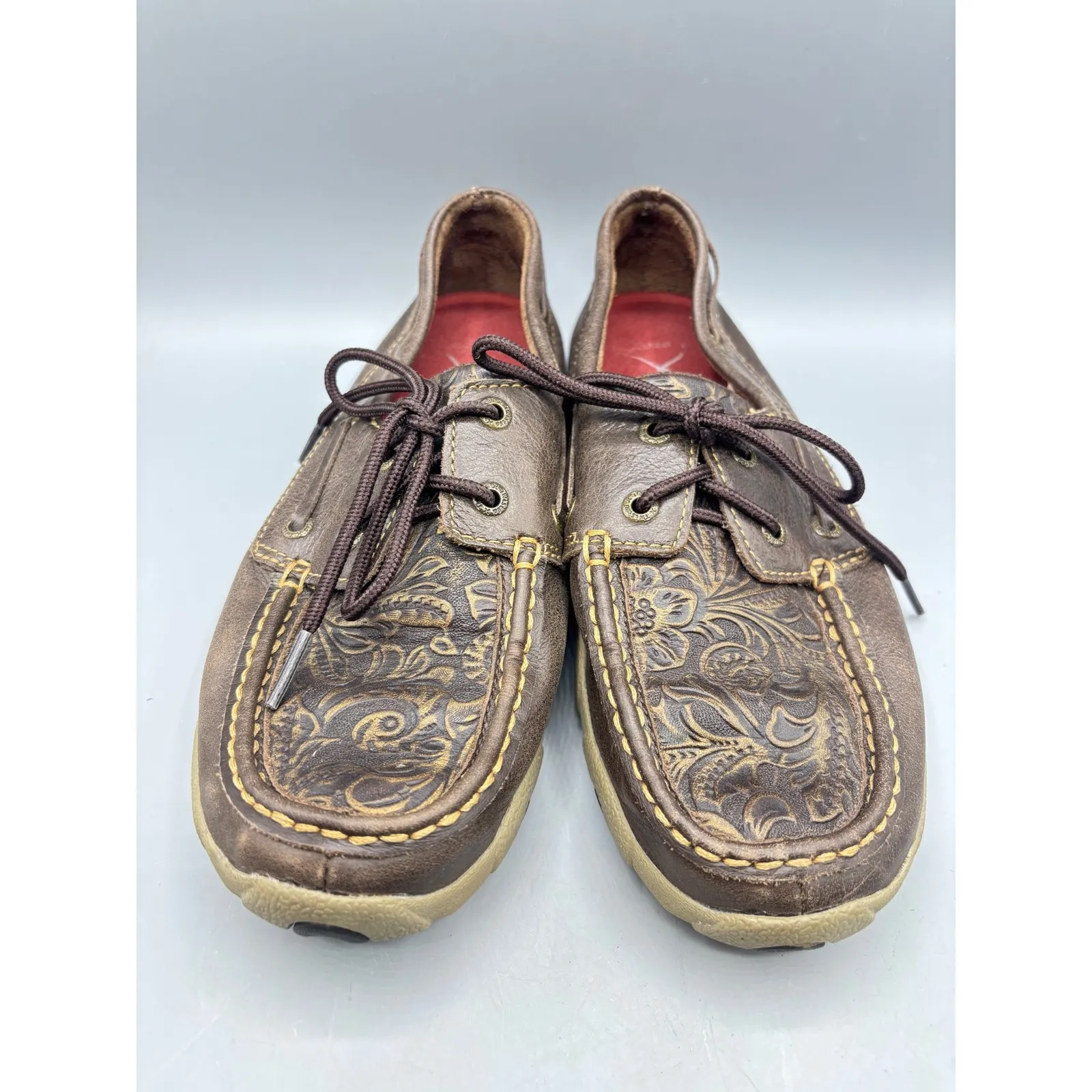 Twisted X Womens Shoes 7.5 WDM0070 Brown Embossed‎ Leather Moc Toe  Moccasins - Image 2