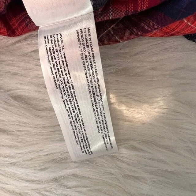 Desigual Womens Red Blue Plaid Tunic Top Long Sleeve Front Pockets Pullover XL‎ - Image 12