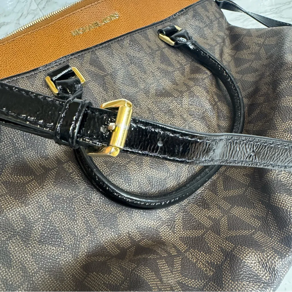 Michael Kors Aubrey Large Satchel Brown/Luggage women’s bag shoulder purse - Image 14