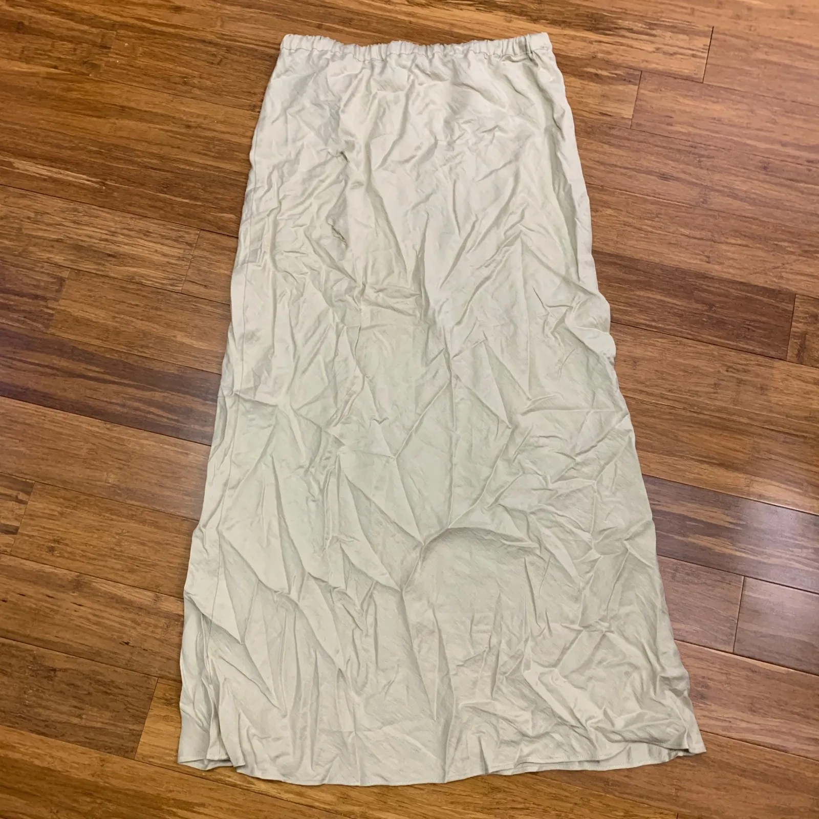 TOPSHOP Beige Tie Waist Maxi Skirt Womens Size 8 Casual Lightwieght Basic - Image 3