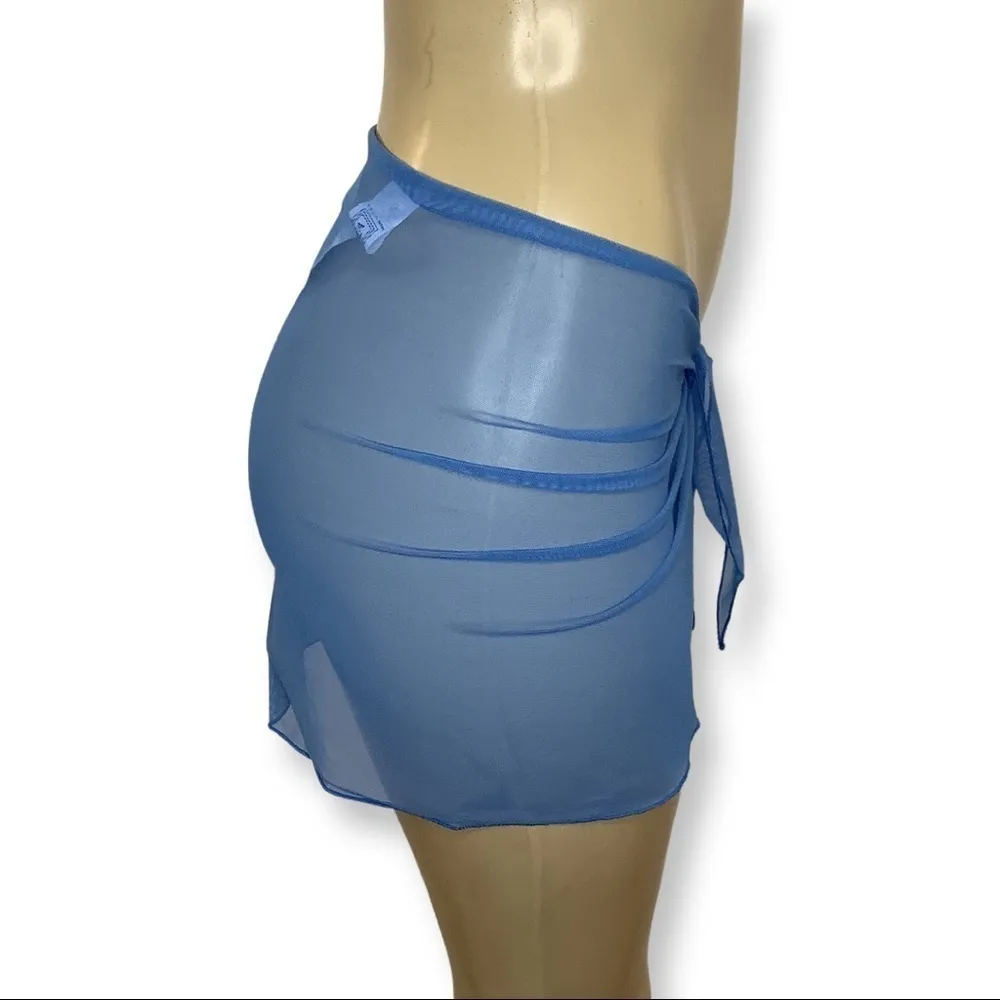 Zuliana blue mesh cover up with lettuce trim Made in USA. NWT Size undefined - Image 2