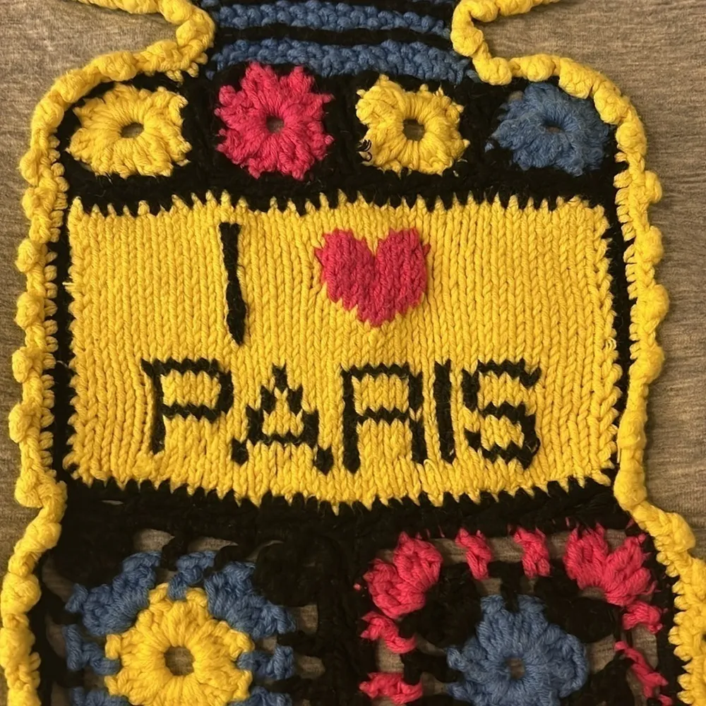 Michaela Buerger I love Paris perfume bottle sweatshirt with crochet detail, M Gray Size M - Image 11